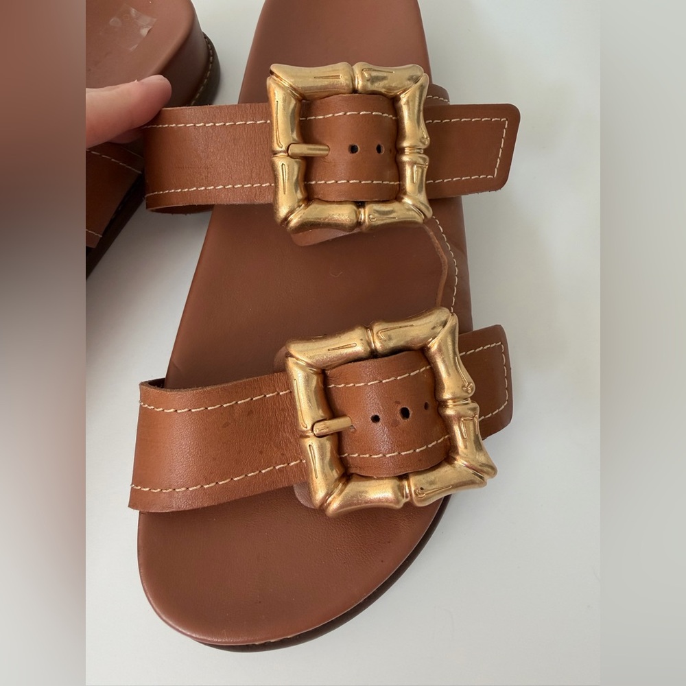 SCHUTZ Women's Enola Slides in Tan/Brown, Size 9.5 - Picture 3 of 9